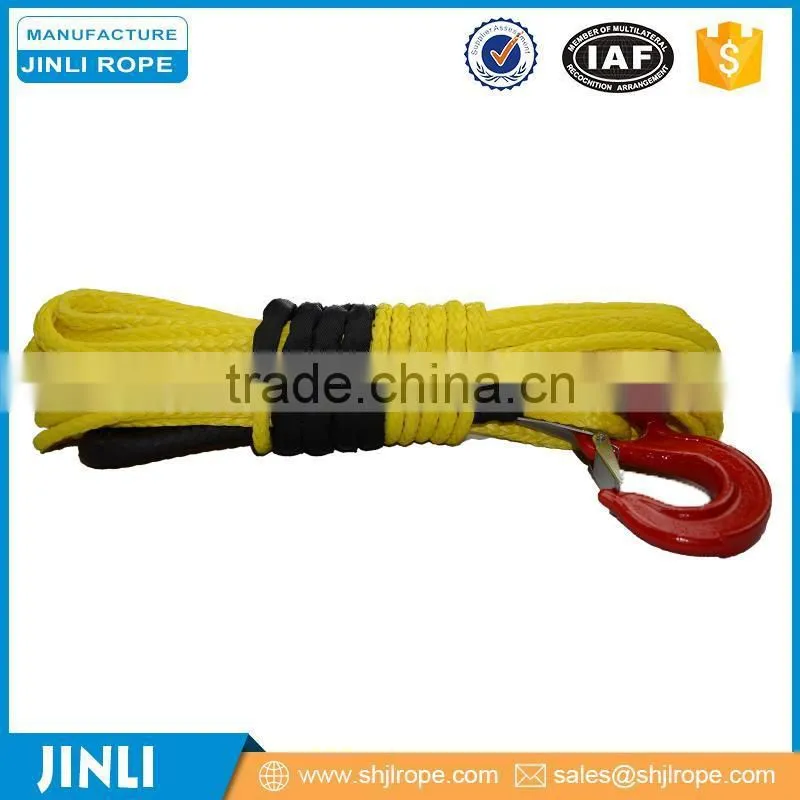 Jinli uhmwpe synthetic rope replaced wire winch rope 12000lbs winch use in off-road winch atv winch,warn winch