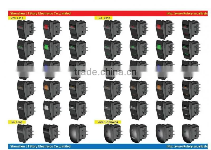 Dual color laser carling rocker Switch with Red/ green LED