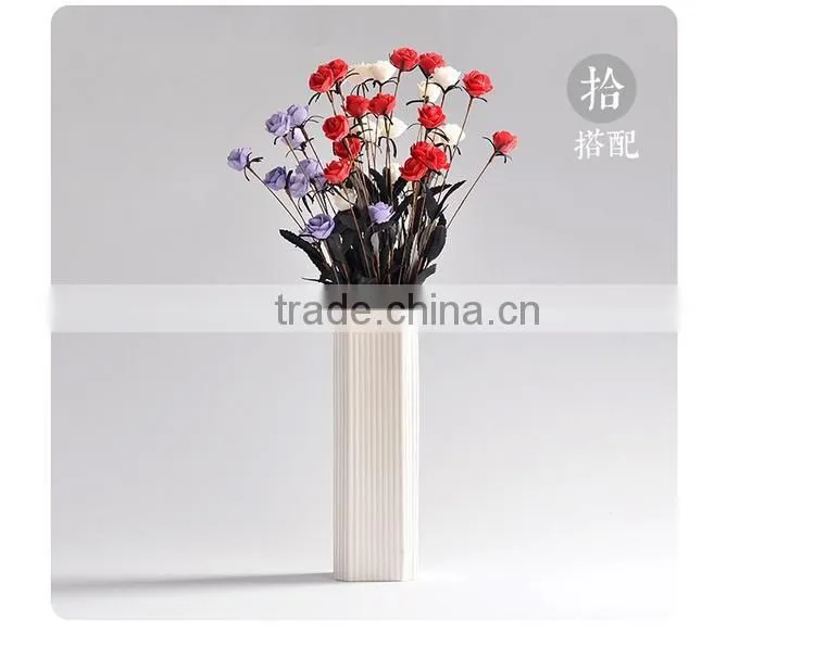 Wholesale home decoration stripe white ceramic flower vase