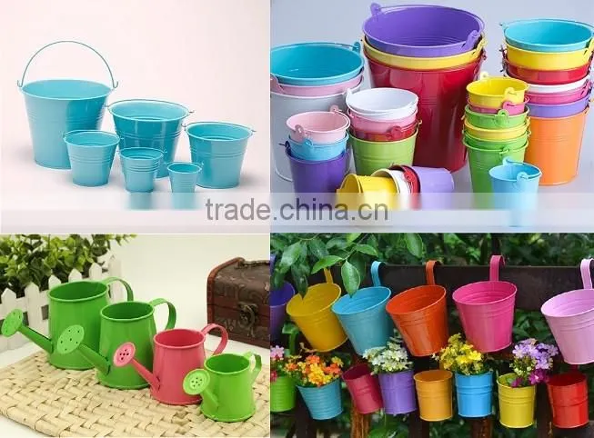 OEM service mini metal set of 3 buckets eco-friendly garden decoration metal small flower pots