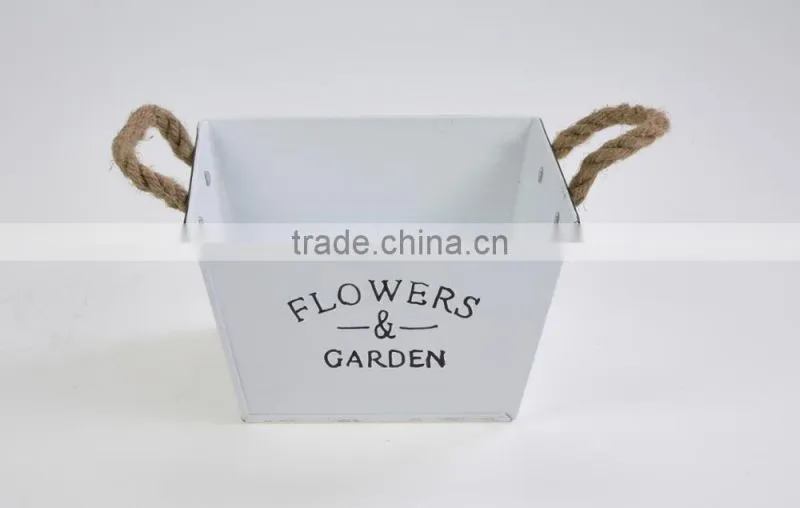 china factory low price lead free metal personalized large decorative white printing character flower pot