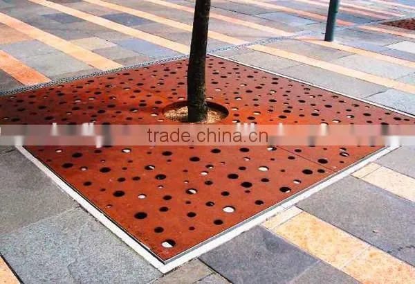 FO-9T02 Hot-selling Corten Steel Tree Perforated Strainer Tree Pool Cover