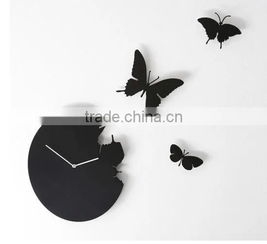 Black Acrylic Butterfly Wall Clock