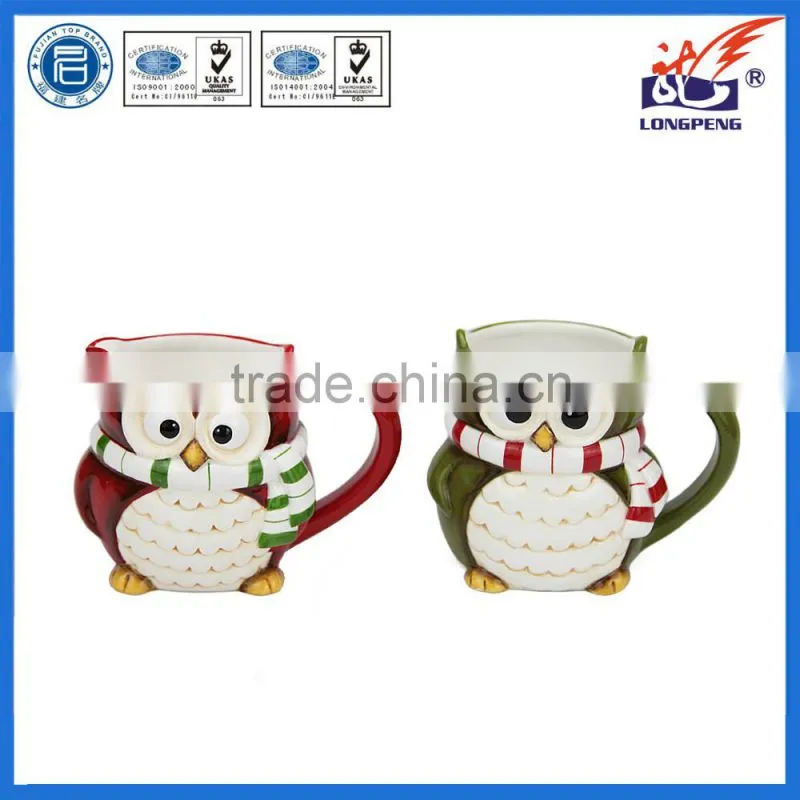 Novelty Owl Bird Ceramic Mugs Cups Red Green Tea Coffee Gift NEW,Figural Owl Mugs, Animal Coffee Tea Mugs Gift for Friend