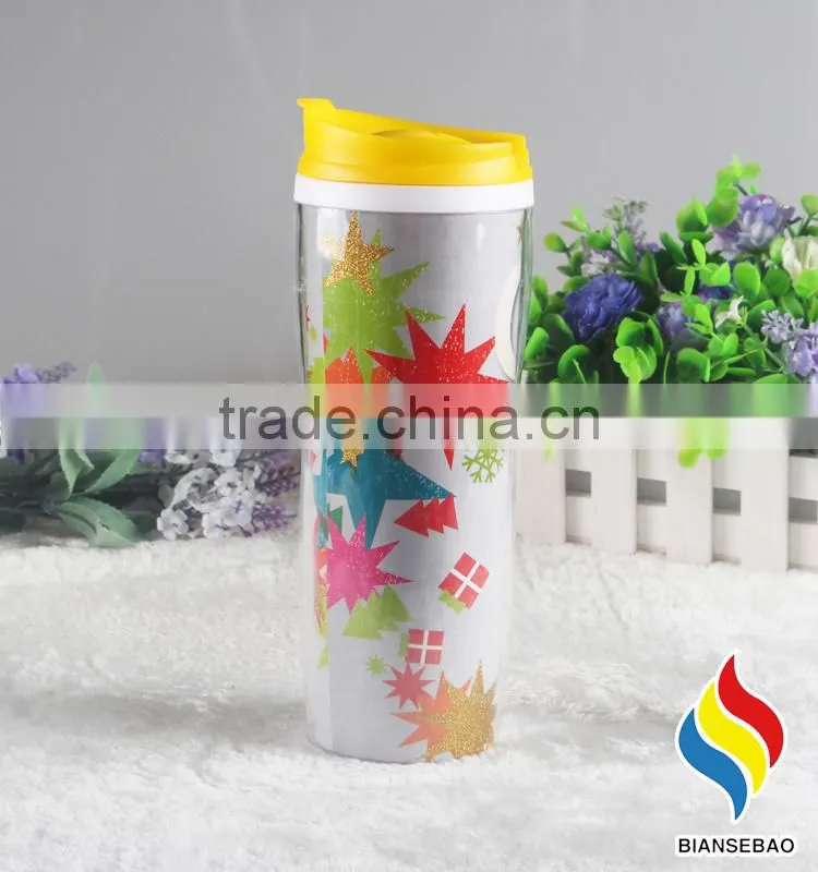 16oz PP plastic inner and PS outside insulated coffee travel mug