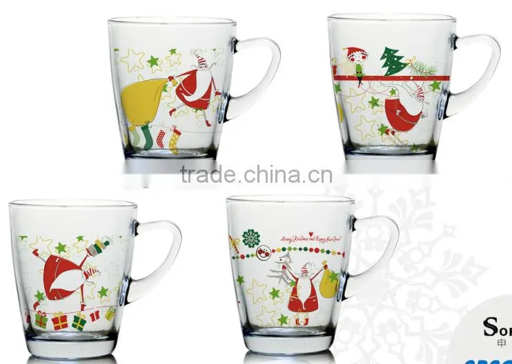 8oz 10oz halloween christmas color printing glass mug water glass cup set drinking glass cup set
