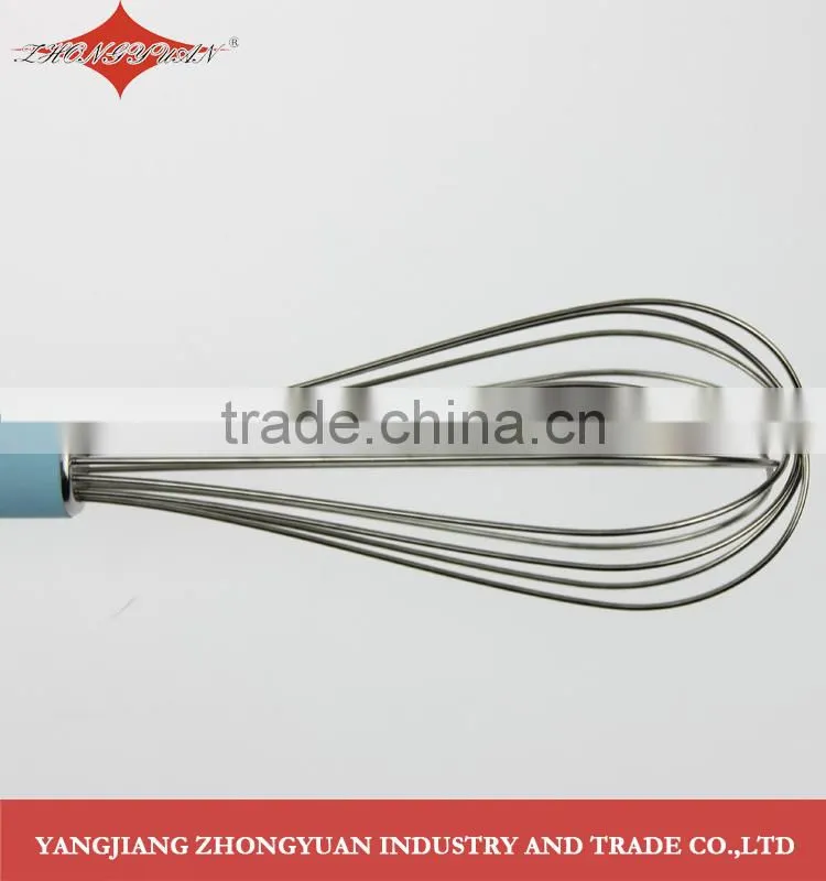 Hot selling 10" Stainless steel wires egg whisk with stainless steel handle