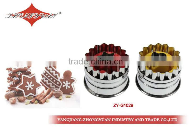 Hot selling 3pcs set of stainless steel crinkled round shape cookie cutter