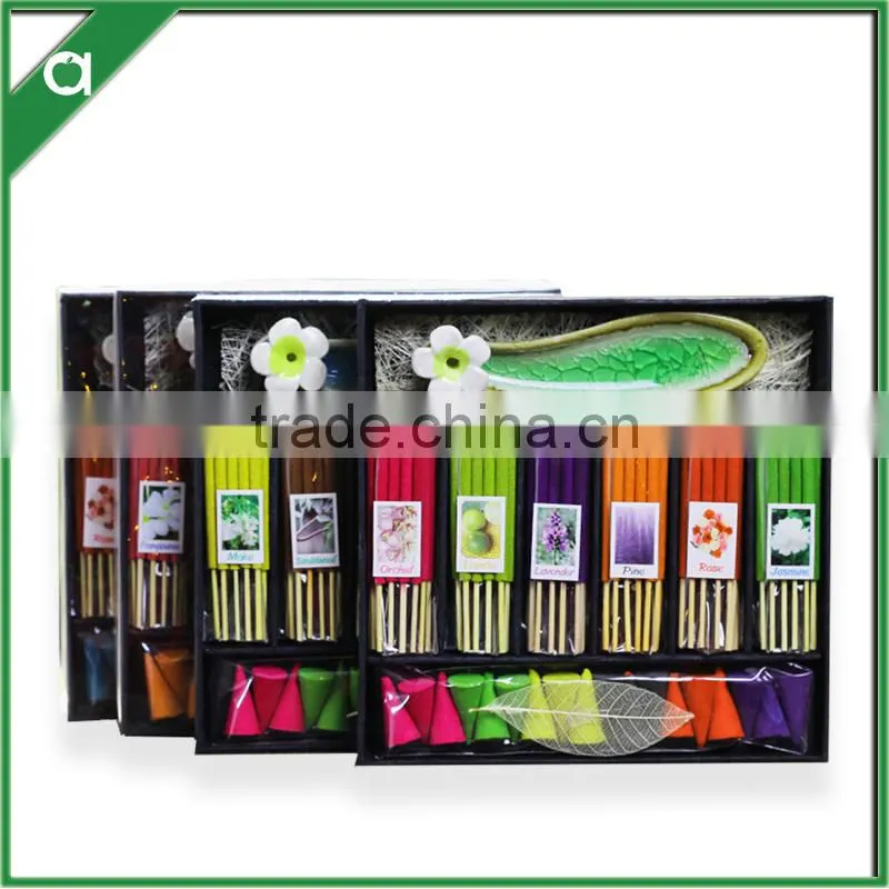 wholesale colorful incense cone with ceramic holder