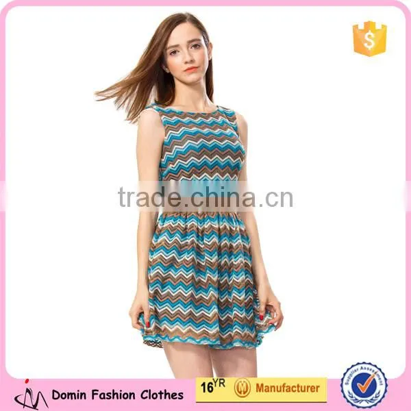 Geometric Wave Pattern Printed Custom Knitted Dress