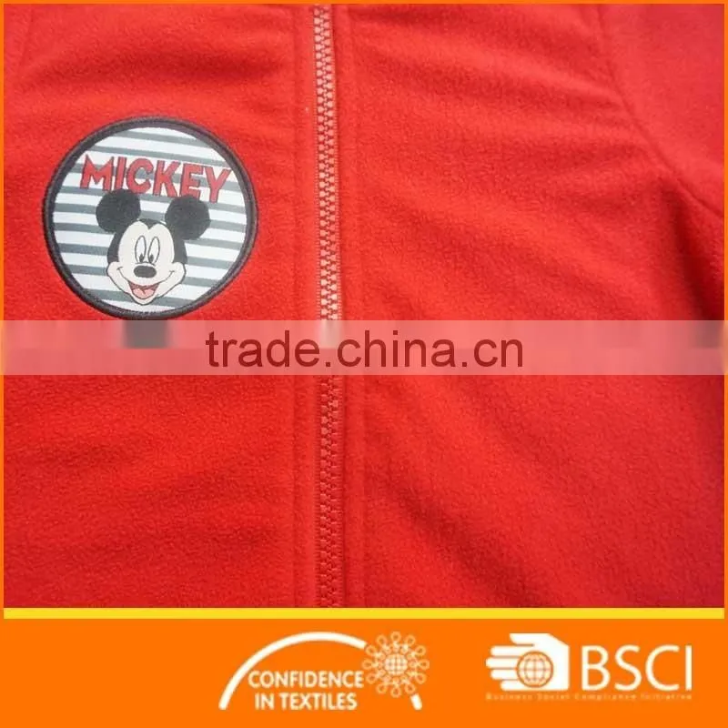 Spring And Autumn Plain Red Cartoon Polar Fleece Kids Jackets