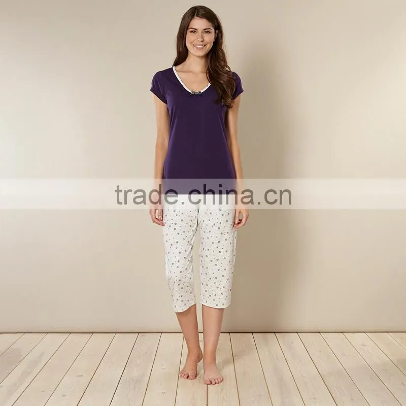 women Purple floral pyjama set wholesale