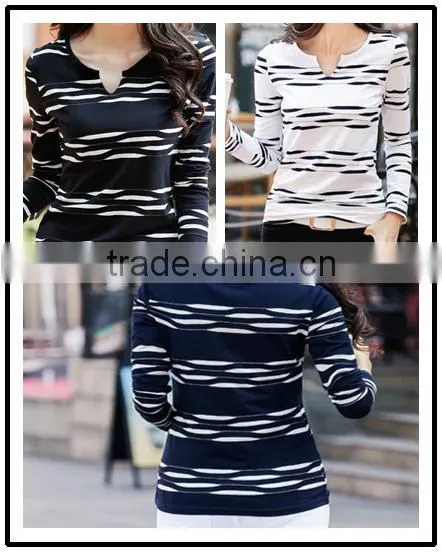 wholesales comfortable 100% cotton t-shirt long sleeve for ladies