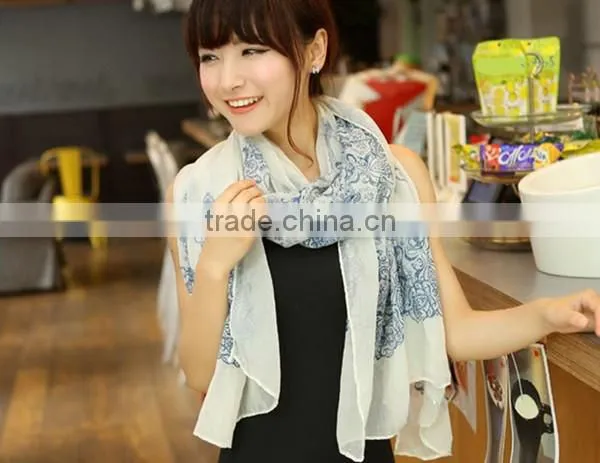 Hot sale chinese style 5 color choice high quality lady chiffon material shawl fashionable scarf
