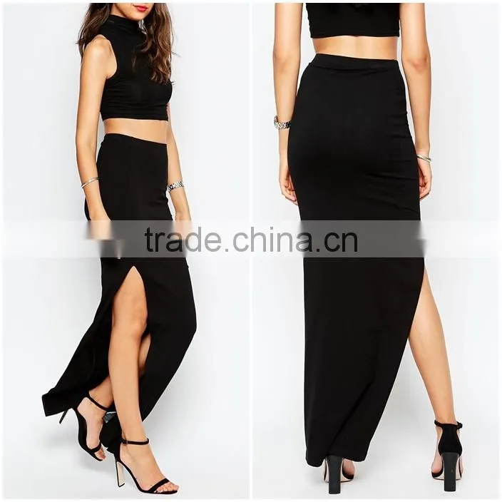 2016 Hot selling skirt manufacturer sexy split long skirt for women maxi skirt