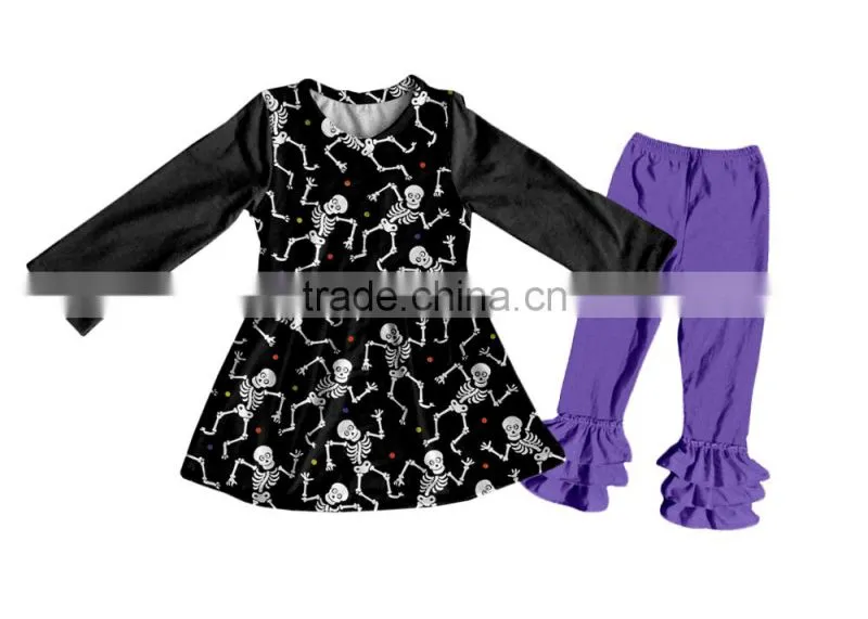 Children's cotton clothes halloween outfit wholesale remake polka dot clothes suit sets fall children clothing