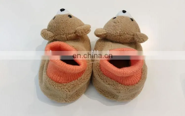 Factory directly sale cute stuffed animal type plush bear baby slippers