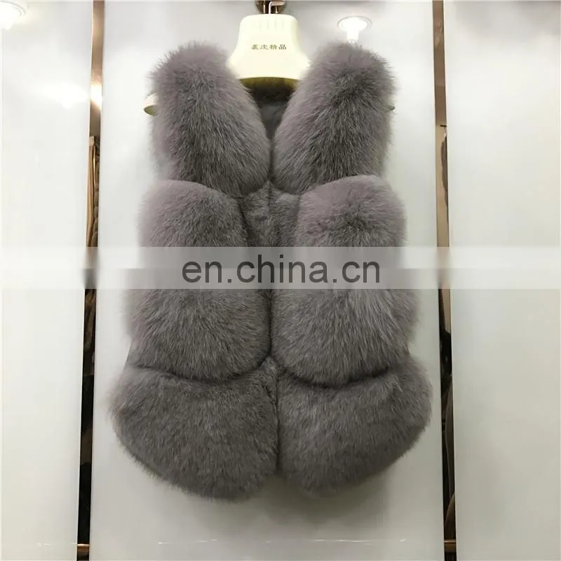2017 Women Fox Fur Vest Winter Long Vest Real Fur Coat Vest Price Waistcoat