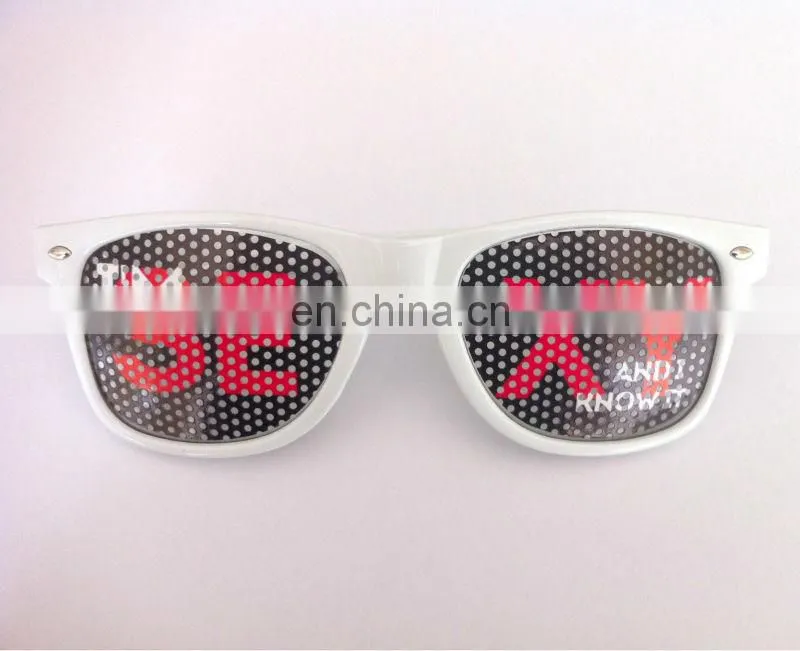 Promotional cheap sunglasses with customized Logo printed on pinhole lens