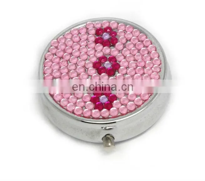 color full crystal pill box metal mini for wholesale