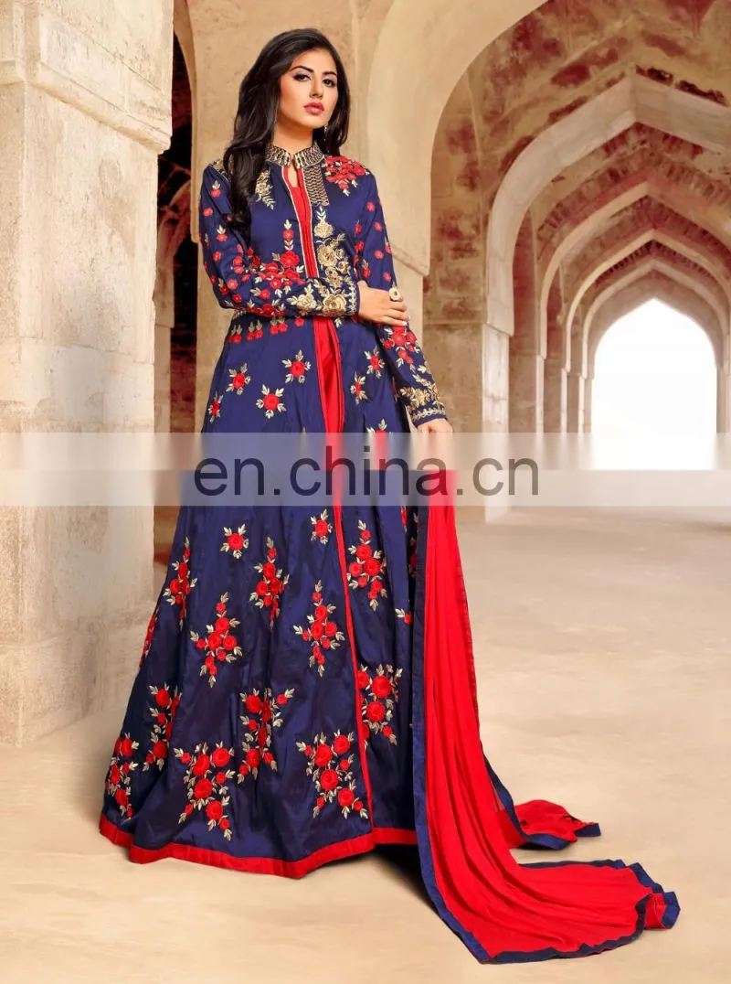 Peach Colored Georgette Anarkali Suit.