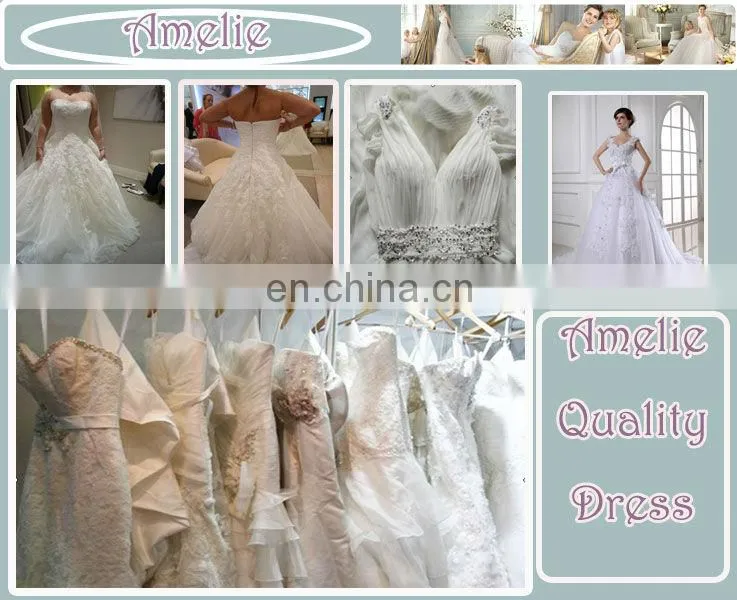 V Neckline Lace Appliqued Wedding Party Dresses