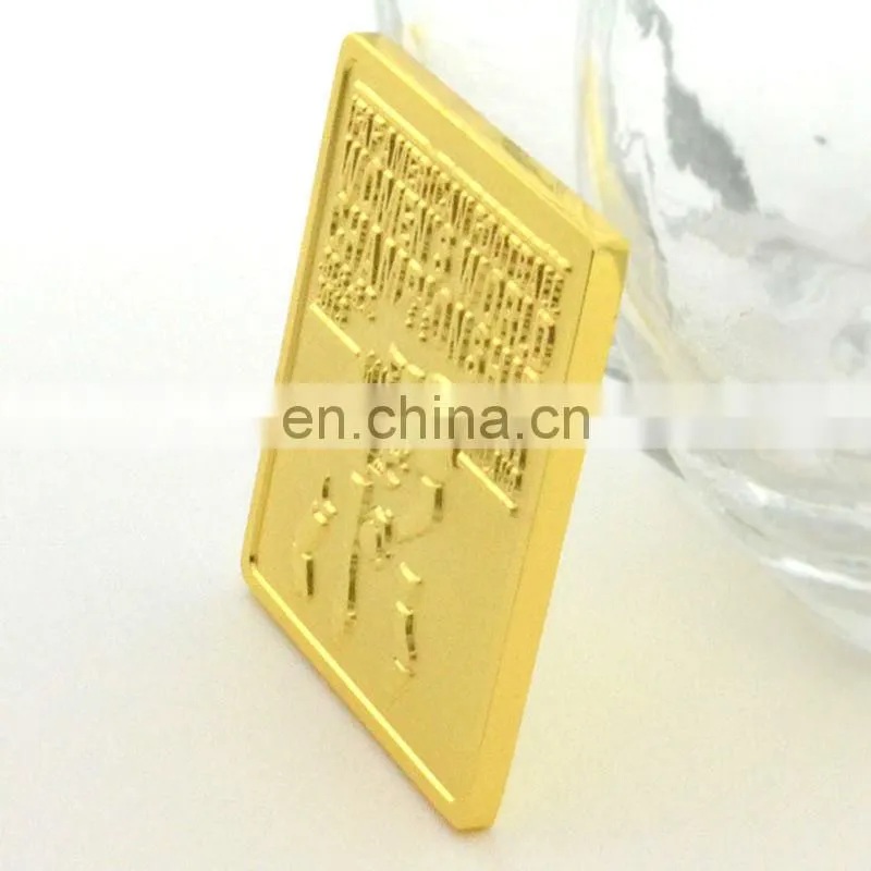 Rectangle shape metal gold coins personalized