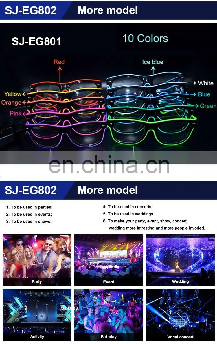 Hot Sale New Product New Design Sound Activated LED Glasses Color Customized New Style