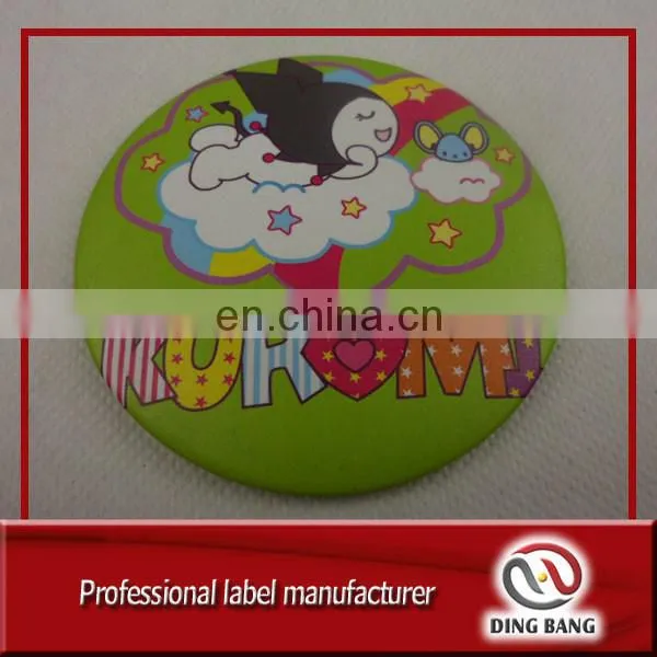 Wholesale Promotion Wedding Gift Custom Logo Printed Tinplate Type Film Covered Small Round Single Side Cheap Metal Mirror