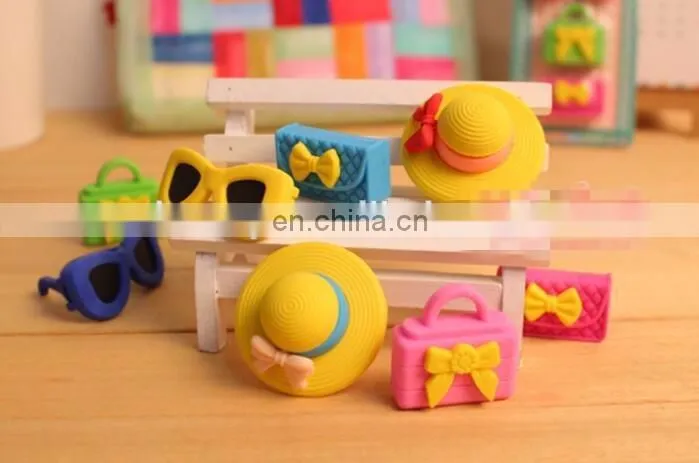3D Erasers Top Hat/Glasses/Purse Girl's Eraser