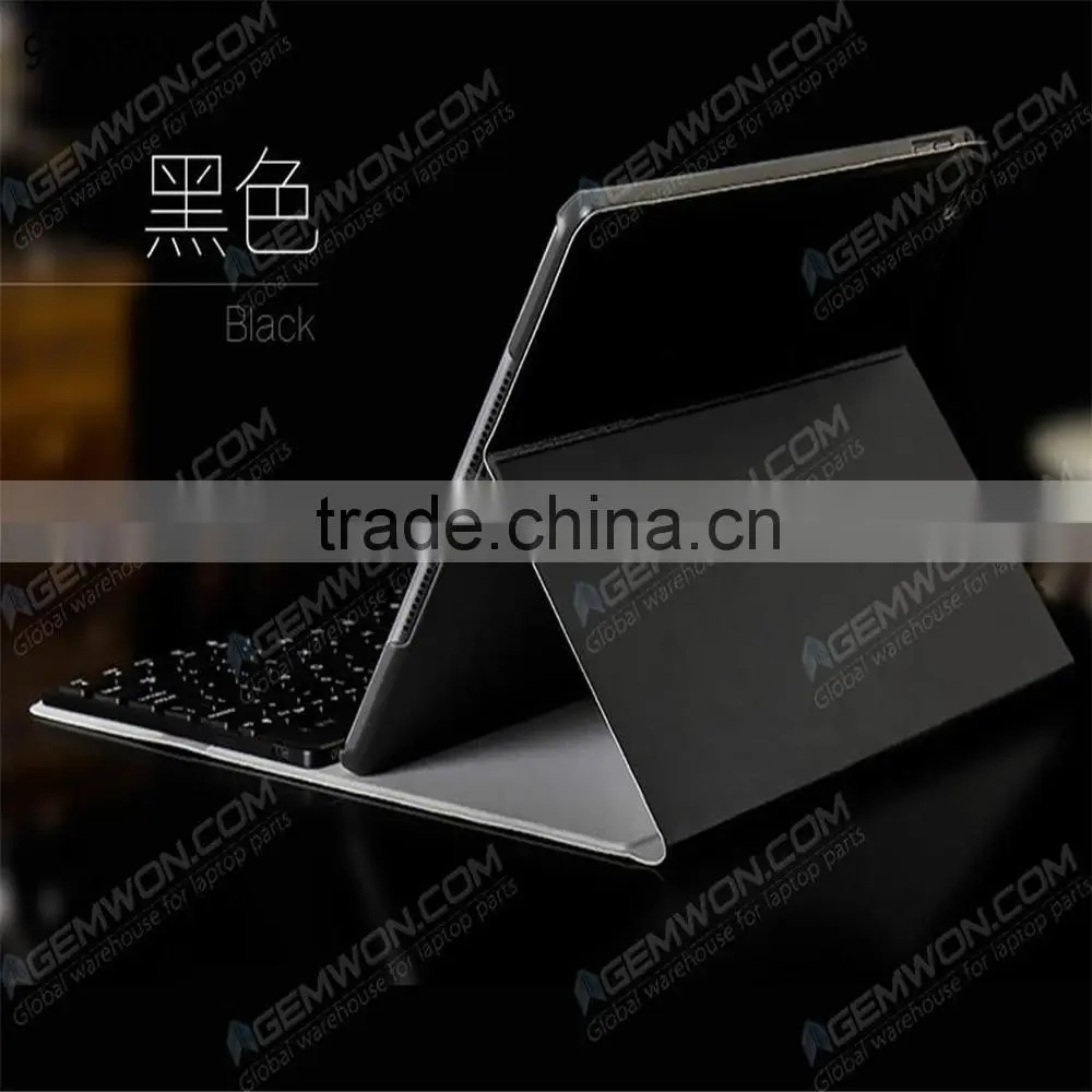 bluetooth keyboard for iPad air2,Black Aluminum+leather Automatic connection bluetooth keyboard with 7 color backlight