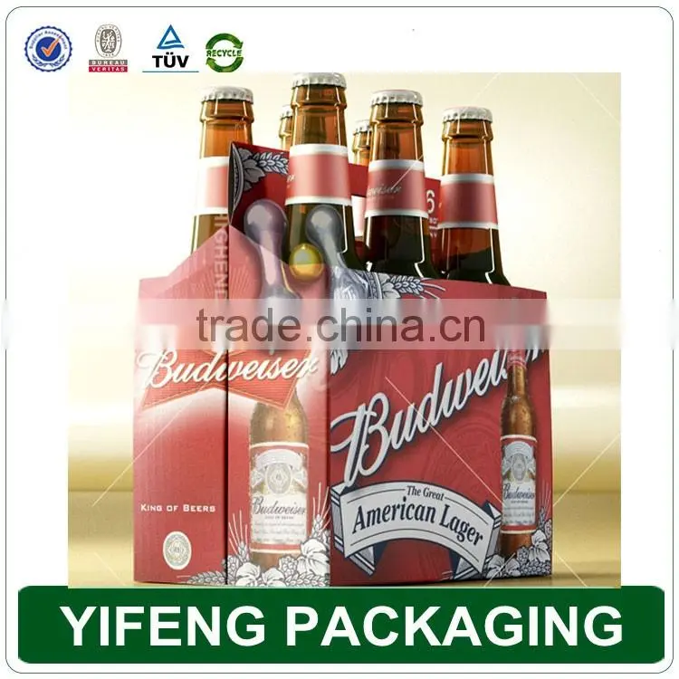 Recyclable Corrugated Cardboard Custom Printed 6 Pack Cardboard Beer Bottle Carrier