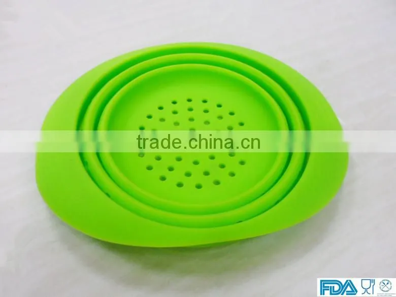 FDA&LFGB silicone folding bowl vegetables fruit drain bowl silicone strainer bowl