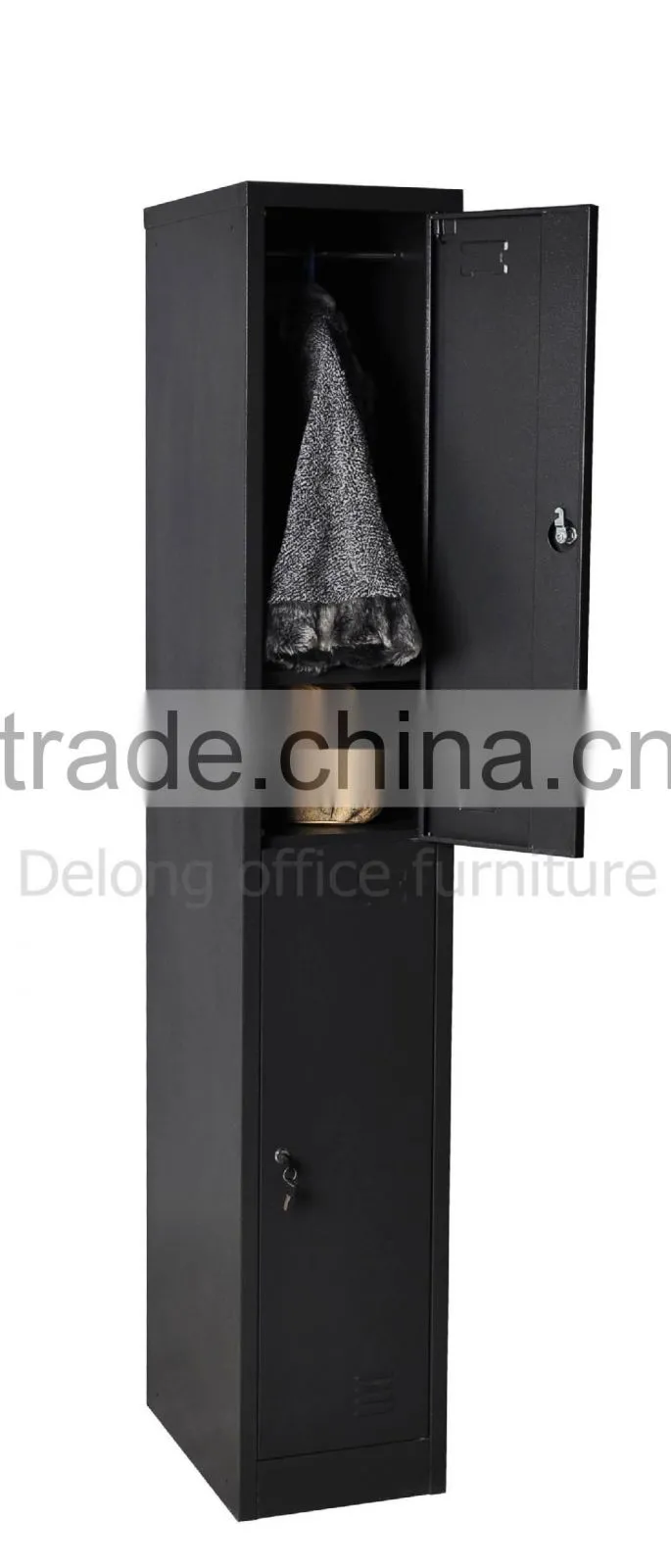 2 door KD vertical clothes hanging steel wardrobe gym locker