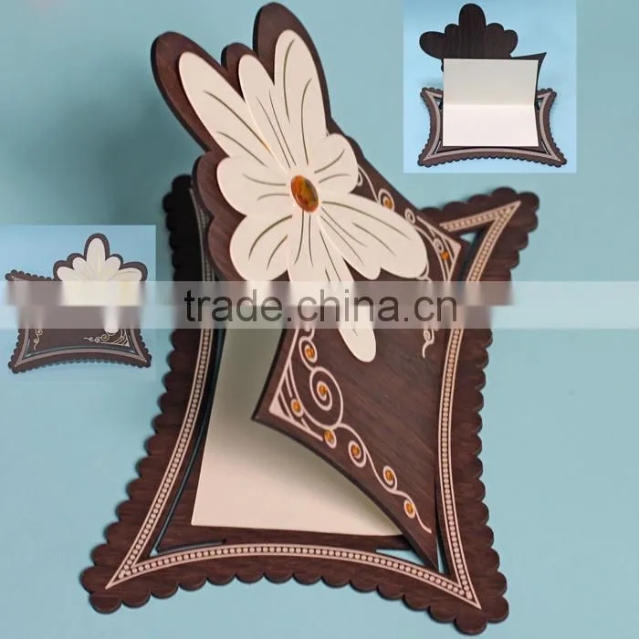 2016 Hot Sale Newest Products Luxury Wooden Flower Wedding Greeting Invitation Card