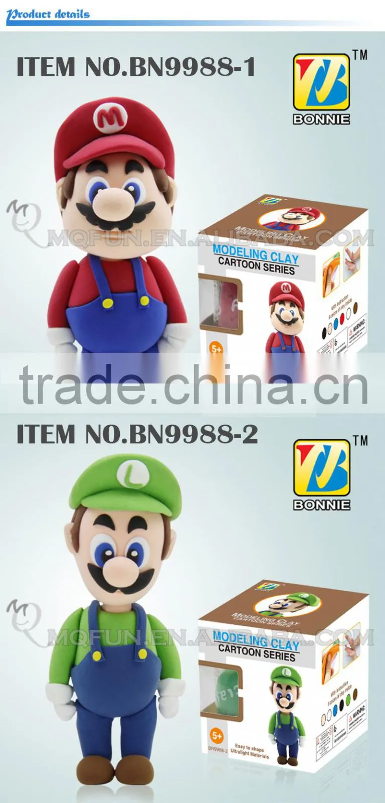 Mini Qute Bonnie 2 styles Anime game super mario bro DIY cartoon building blocks plasticine clay educational toy NO.BN9988-2