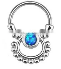 Circle opal 316L surgical steel septum clicker nose piercing Body Jewelry