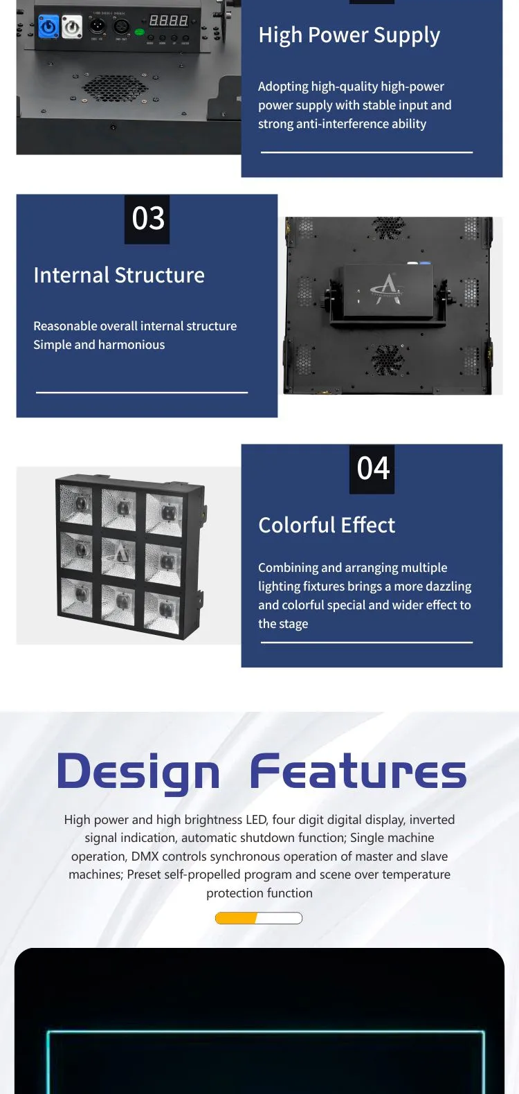 JZ940L 3x3 Matrix Light 9x40W Full Color 4in1 RGB LED Stage Effect Light
