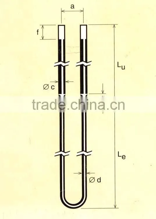 90 Degree Mosi2 Electric Heating Element / Mosi2 Heat Elements