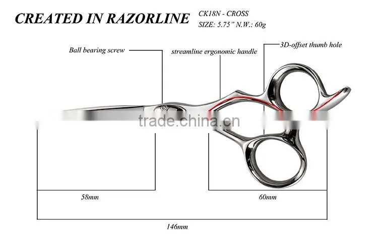 CK18N SUS440C Stainless steel, Convex edge hair beauty scissor with BSCI & WCA certificated