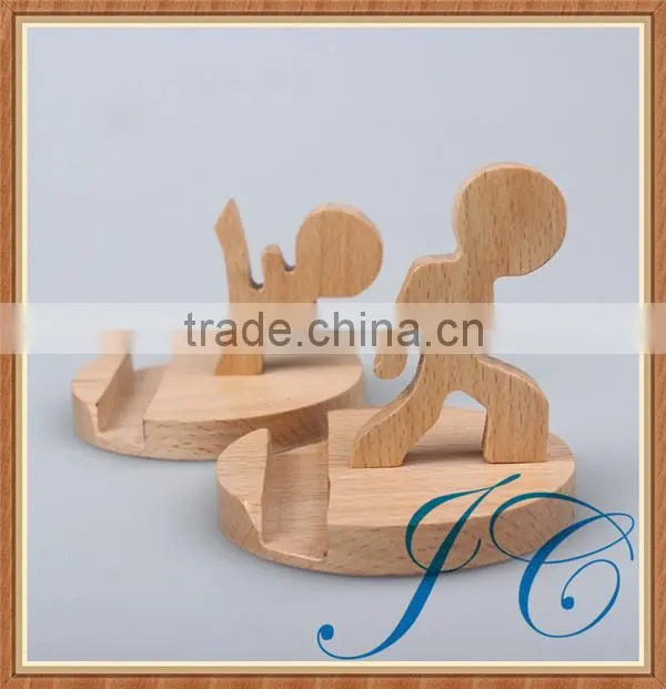 Man modeling wooden cell phone holder & mobile phone ring holder