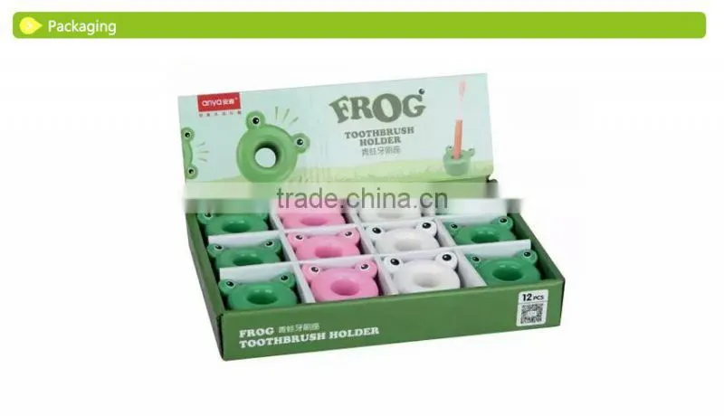 D722 Frog Shape Cute Kid Toothbrush Holder Toilet Brush Holder Plastic Toothbrush Holder
