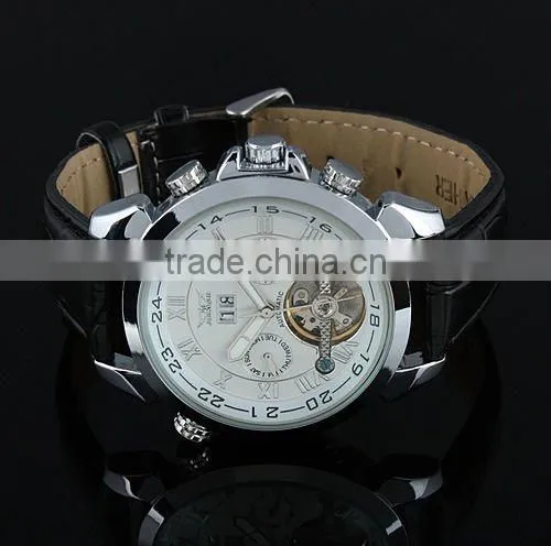 Jargar Men Gent White Tourbillon Date Aviator Automatic Mechanical Watch WM182