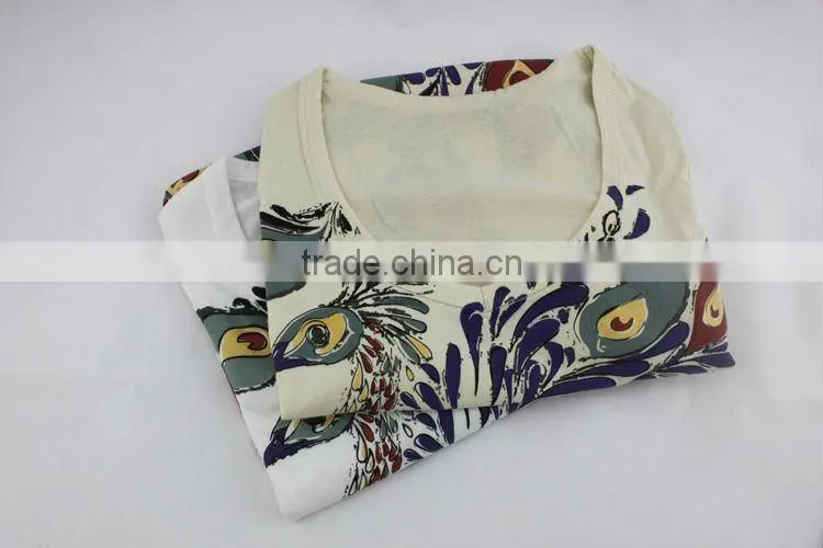 2012 women causal blouse peacock print design