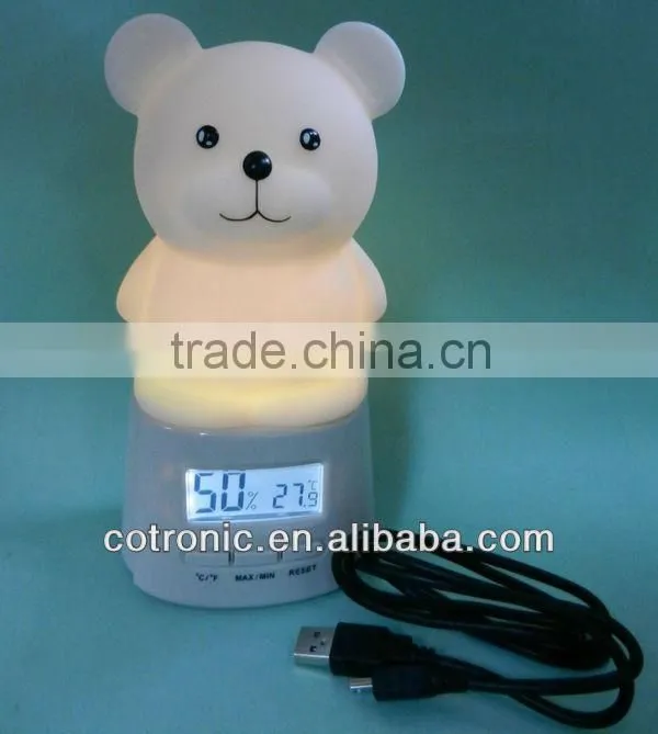 CE RoHs approval Digital thermometer-Hygrometer Touch on/off Night light