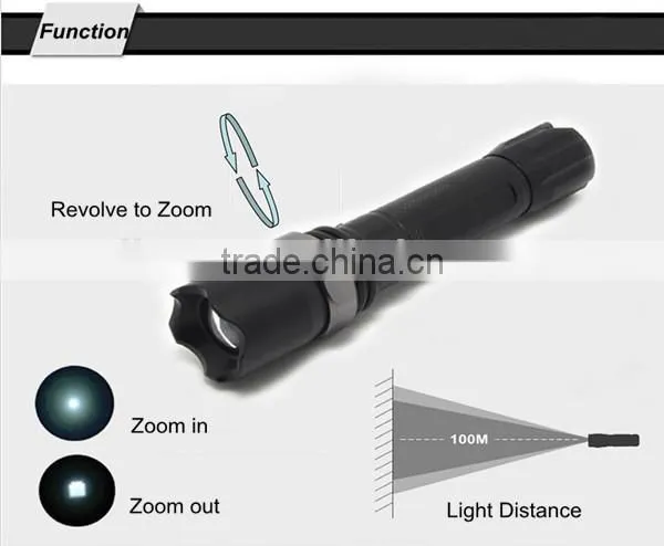 (120241) Super bright long distance rechargeable aluminum alloy 2015 led flashlight