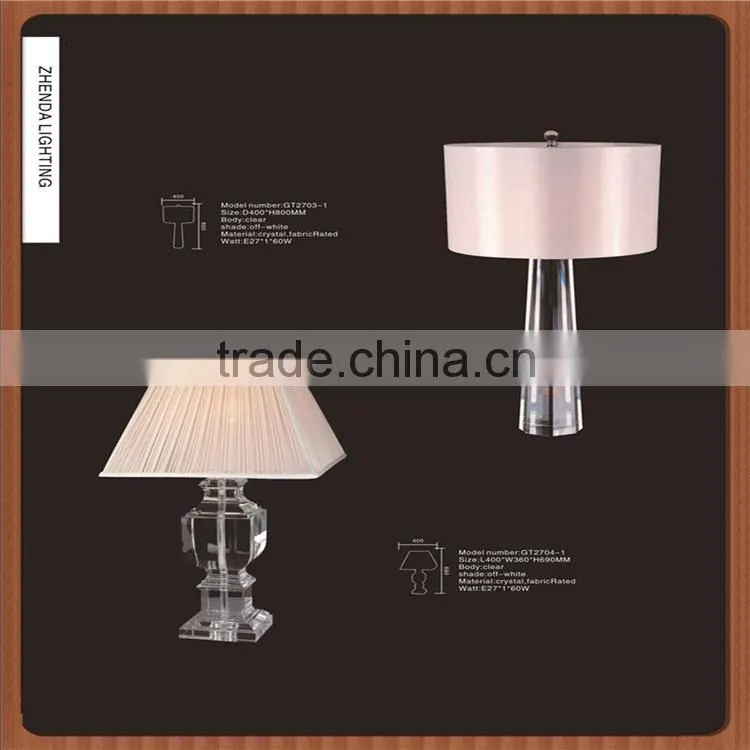 led light crystal table decoration&light up bar table with beige fabric shade