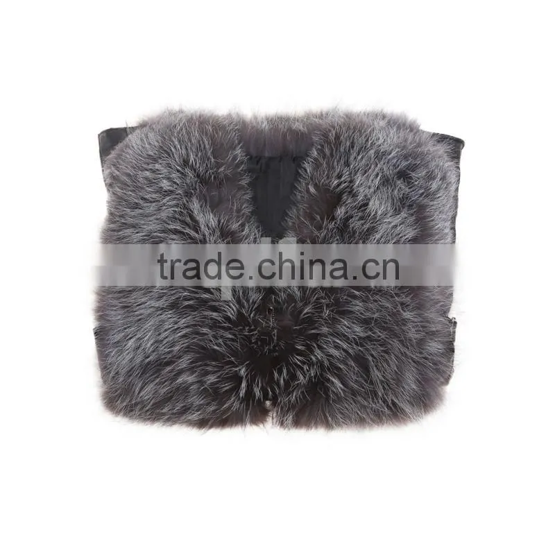 QD30530 Factory Wholesale Fashion Simple Silver Fox Fur Vest For Women 2016