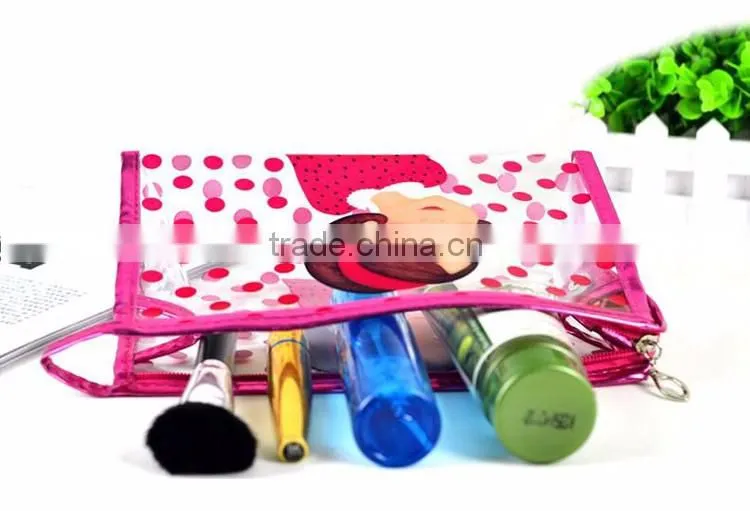 fashion transparent PVC for cartoon cosmetic bag simple small makeup bag