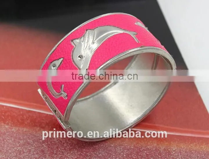Gypsy Dolphin Gold Color Vintage Enamel Bracelet Bangle Cuff jewelry For Woman